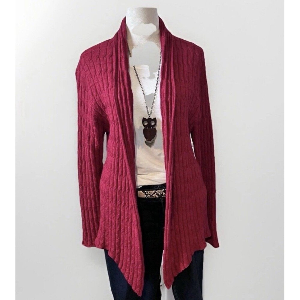 Peruvian Link Cardigan Peru Long Sleeves 100% Soft Baby Alpaca Rose Red Small
